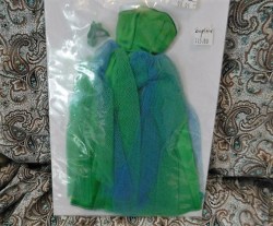 951 BARBIE DOLL SENIOR PROM 1963 - 1964 FORMAL STRAPLESS GREEN SATIN GOWN, GREEN MULES COMPLETE
